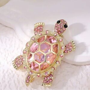 Beautiful Pink Turtle Brooch
